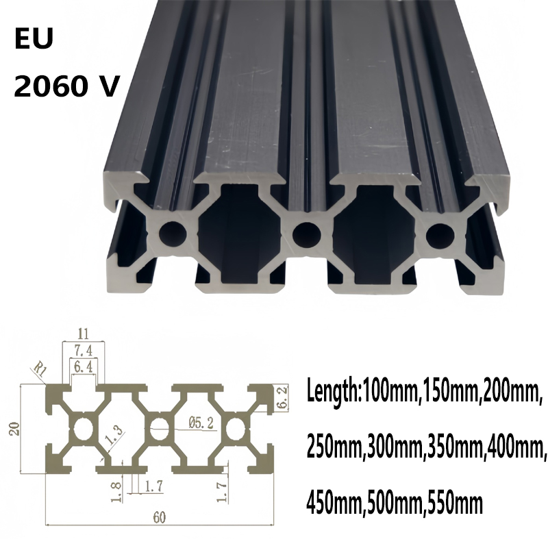 V Slot Aluminum Extrusion - 1 ชิ้น 2 ชิ้น สีดำ 2060