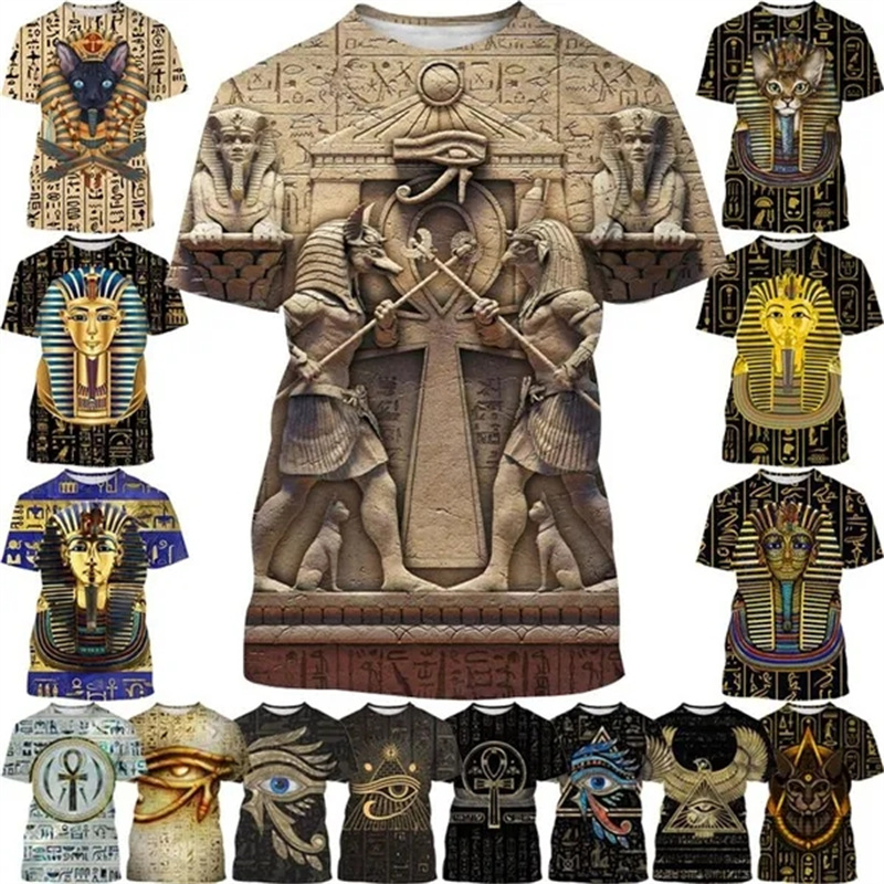 3D Printing Online - เสื้อยืดพิมพ์ลาย3D ฟาโรห์แบบใหม่สำหรับฤดูร้อนเสื้อยืดแนวสตรีทแบบอียิปต์โบราณฮอรัสเทพอียิปต์