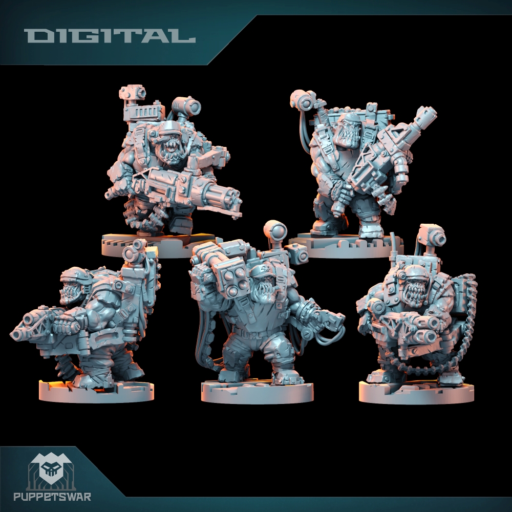 3D Printing Yourself - Orc Ultimate Badasses Squad, ฟิกเกอร์ผิวสีเขียว, วอล์คเกอร์,